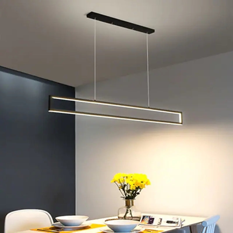 Edge Modern LED Pendelleuchte Linear Esszimmer, Schwarz, Metall