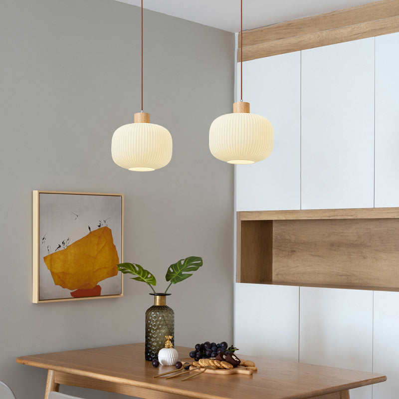 Ozawa Modern LED Pendelleuchte Weiß 2 Stile Ess/Wohnzimmer Holz/Glas