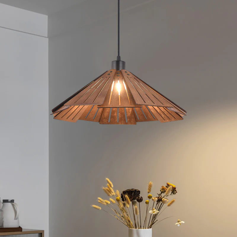 Nordische Design LED Pendelleuchte Gelb/Braun Ess/Schlaf/Wohnzimmer Innenbereich Holz&Metall Warmweiß