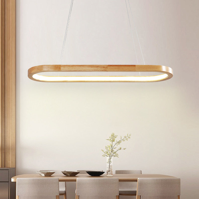 Ozawa Modern Pendelleuchte Oval Holzfarbig Schlafzimmer Holz/Acryl