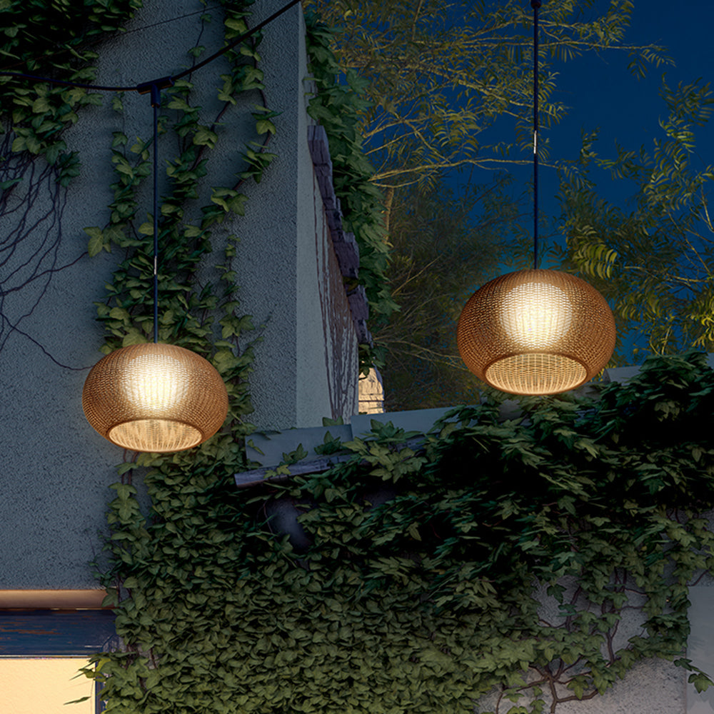 Ritta Design LED Außenpendelleuchte Garten/Terrasse/Flur Bambus&Acryl