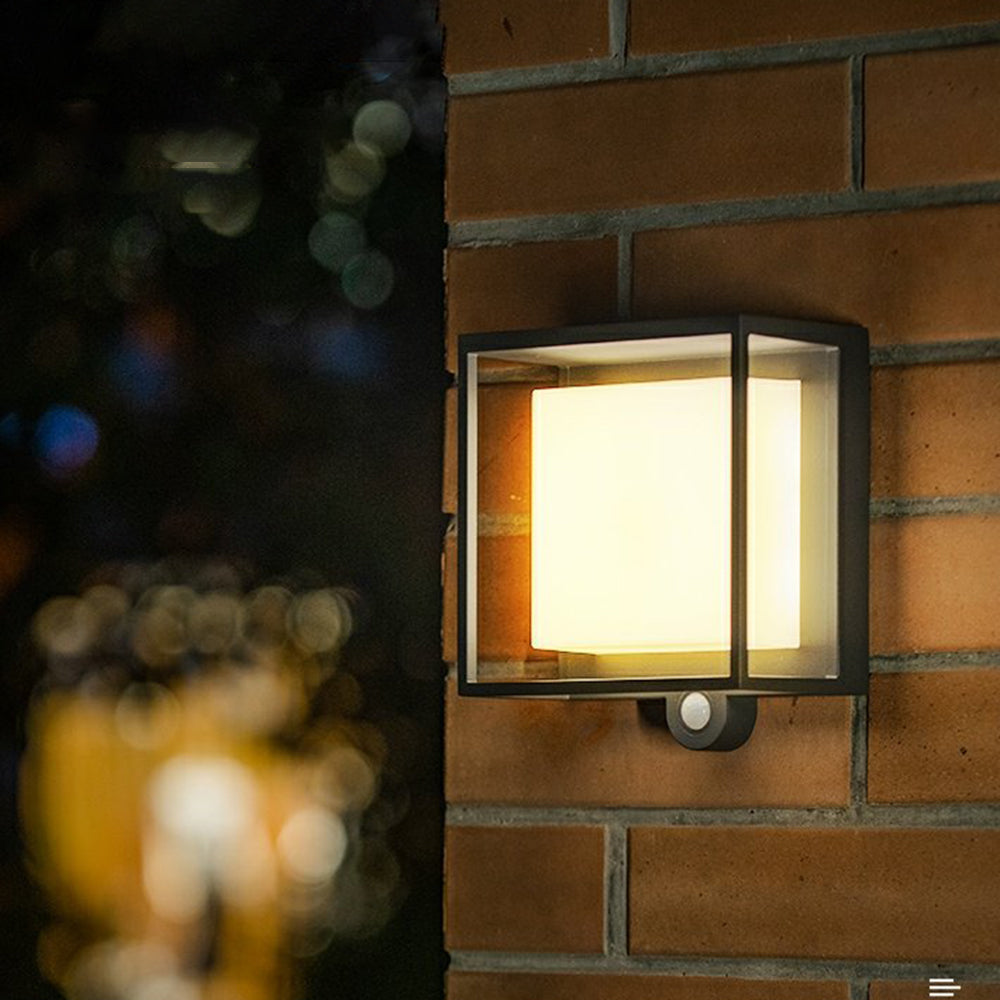 Orr Modern Rechteckig LED Außenwandleuchte Schwarz Flur/Garten Acryl Sensor Solar