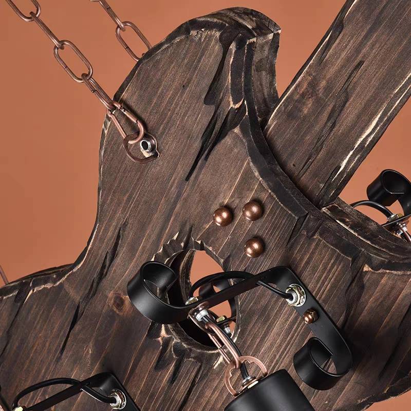 Austin Design LED Pendelleuchte Gitarre Holz Wohn/Esszimmer Holz&Metall 102CM Lang Metall
