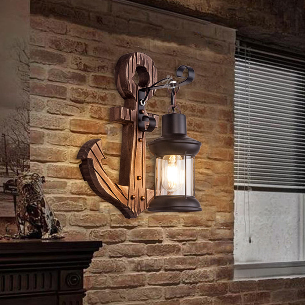 Austin Vintage LED Wandleuchte Innen Anker Ess/Wohnzimmer Metall/Holz