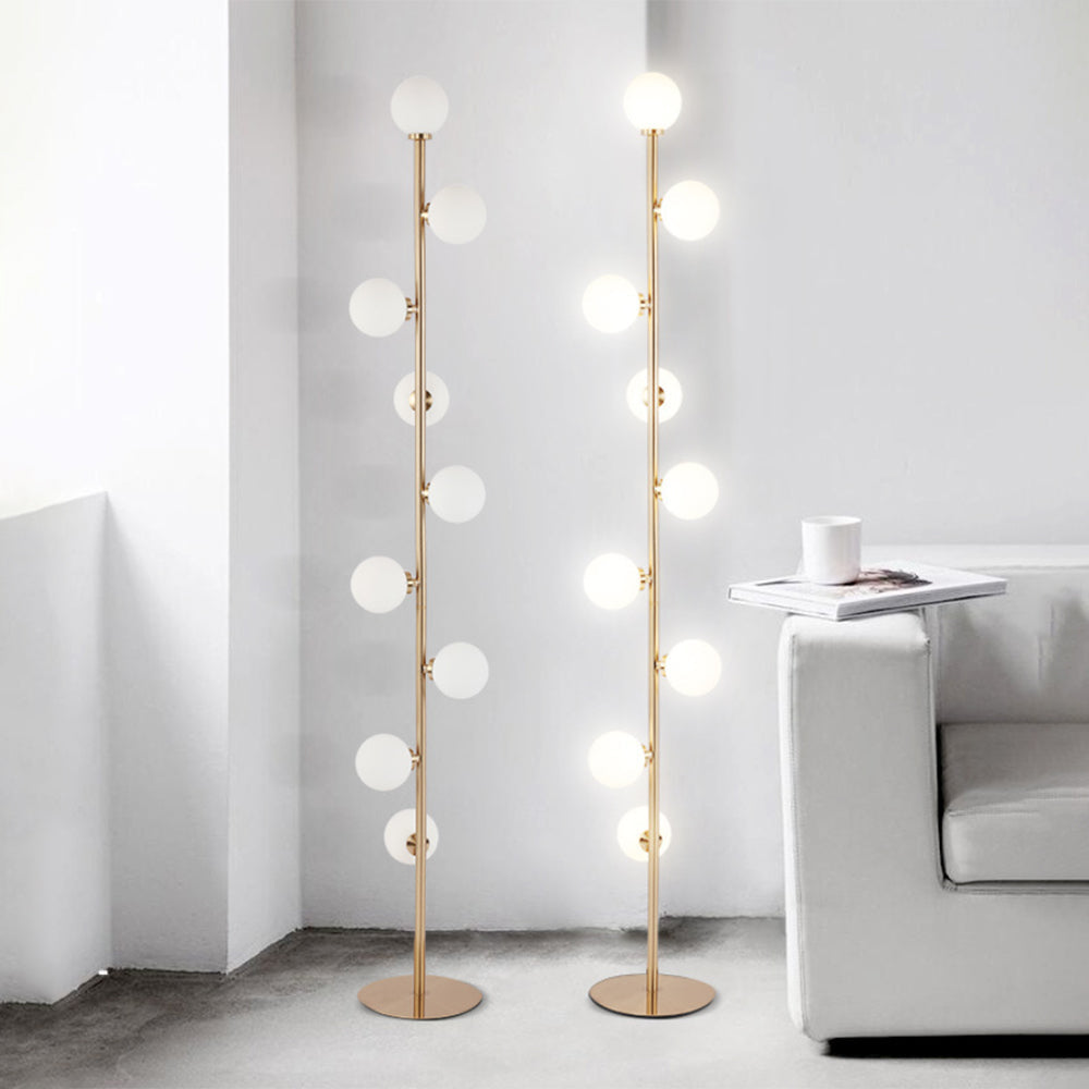 Valentina Design LED Stehlampe Weiß&Warm Wohn&Schlaf&Esszimmer Metall&Glas 9 Köpfe