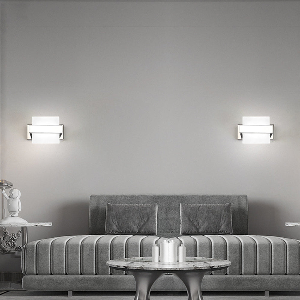 Leigh Modern Square LED Wandleuchte Silber Bade/Wohnzimmer Metall&Acryl