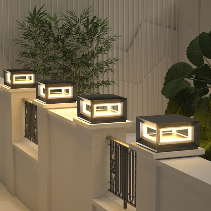 Riley Zeitgenössische LED Außenlampen Würfel, Schwarz, Garten, Metall