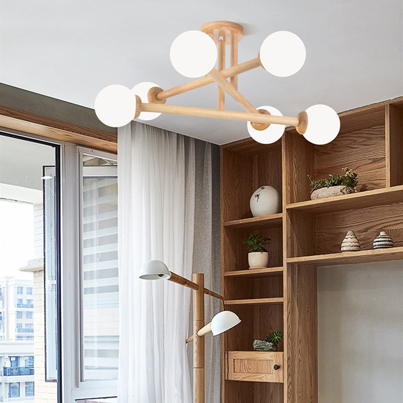 Ozawa Modern LED Pendelleuchte Esszimmer/Schlafzimmer Holz/Glas