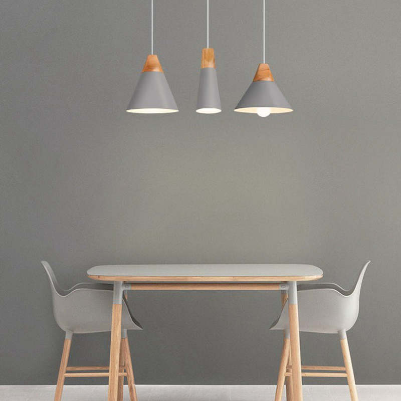 Morandi Modern LED Pendelleuchte Holz Metall Wohnzimmer Schlafzimmer