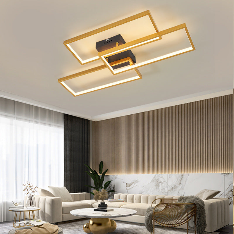 Bouvet LED Deckenleuchte Quadrat, Schwarz/Weiß/Gold, Wohnzimmer, Metall