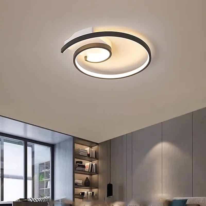Lacey Modern Spiral Linear LED Deckenleuchte Schwarz/Weiß Schlaf/Wohnzimmer Metall