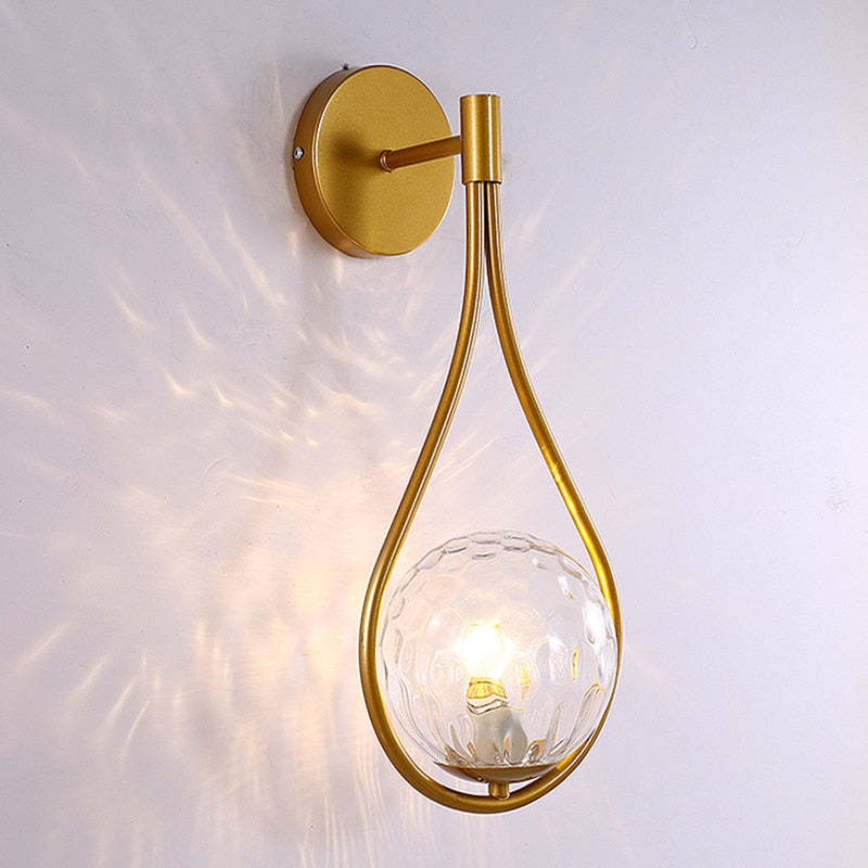 Valentina Nordic Creative Minimalist Wassertropfen Glas Gold Wandleuchte
