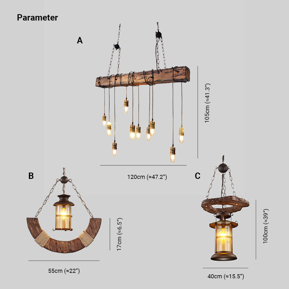 Austin Pendelleuchte, 3 Stile für Bar/Esstisch Holz