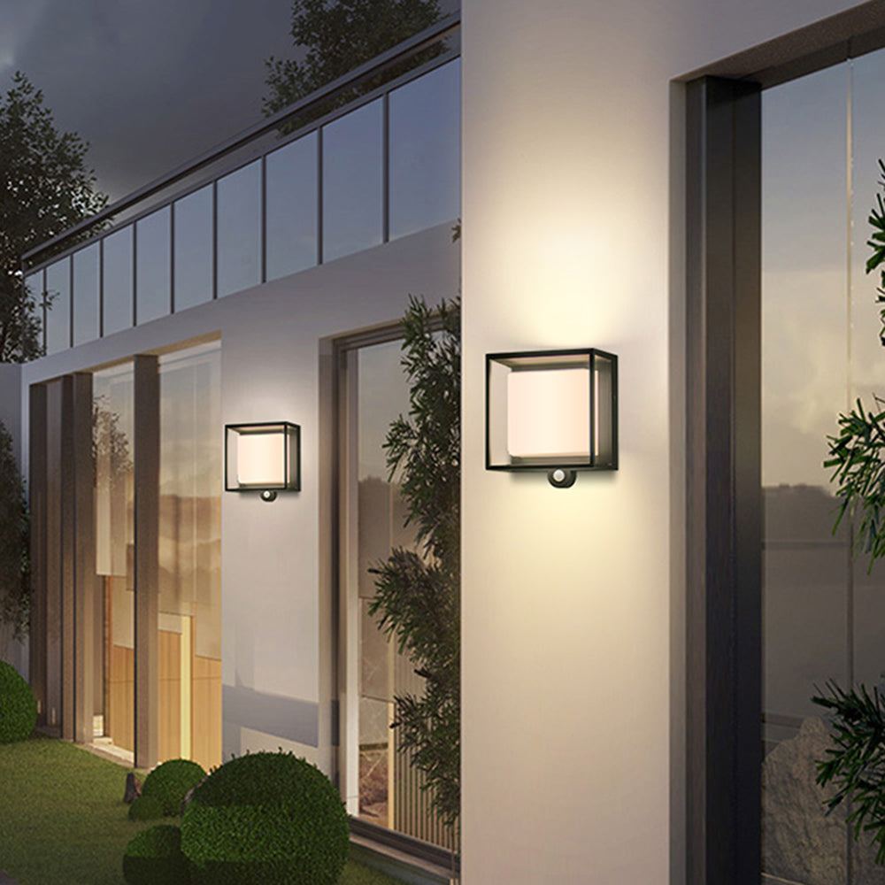 Orr Modern Rechteckig LED Außenwandleuchte Schwarz Flur/Garten Acryl Sensor Solar