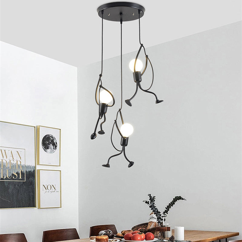 Modern Funky Man Style Chandelier Pendant Iron Dining Room Scene