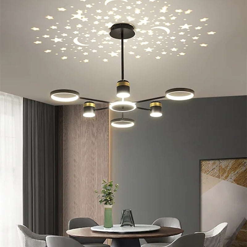 Modern Sternenhimmel LED Kronleuchter Schlaf/Wohnzimmer Flur Metall&Silikon