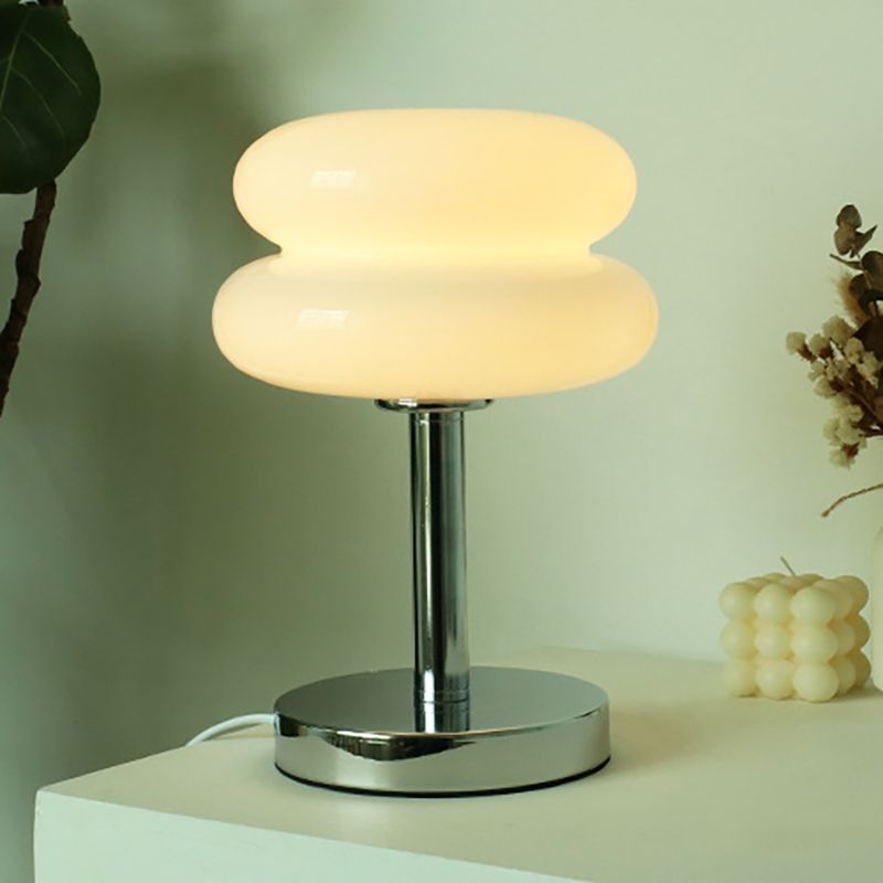 Morandi Modern Rund LED Tischlampe Weiß/Beige/Rosa Wohn/Schlafzimmer Metall&Glas 28CM Lang