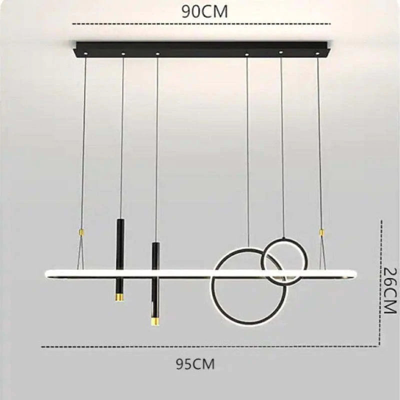 Moderne Kreis-Design Pendelleuchte Esszimmer, Schwarz/Gold