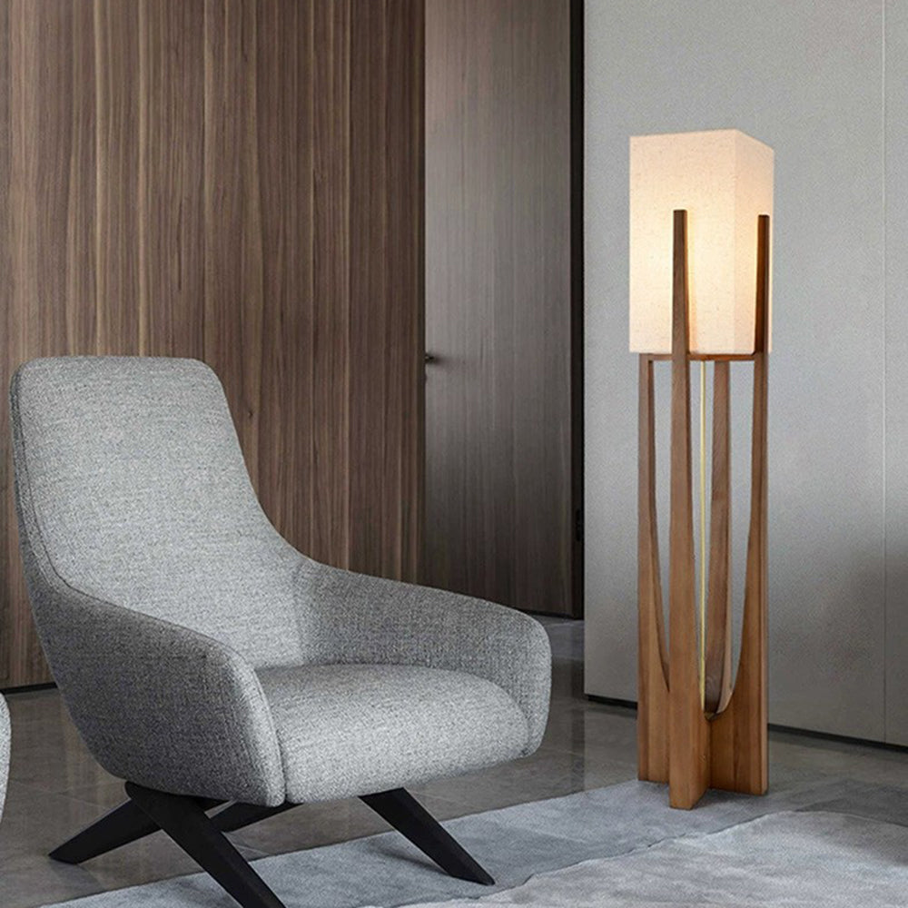 Ozawa Design LED Stehlampe Holzfarbe Wohn/Arbeits/Schlaf/Esszimmer Holz&Stoff