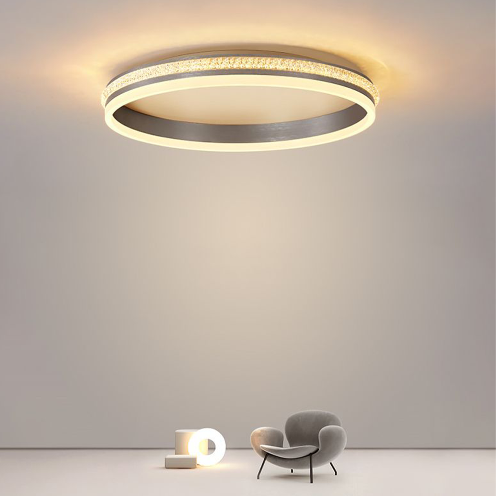 Quinn Modern LED Deckenleuchten Dimmbar Ring Weiß Wohnzimmer Metall
