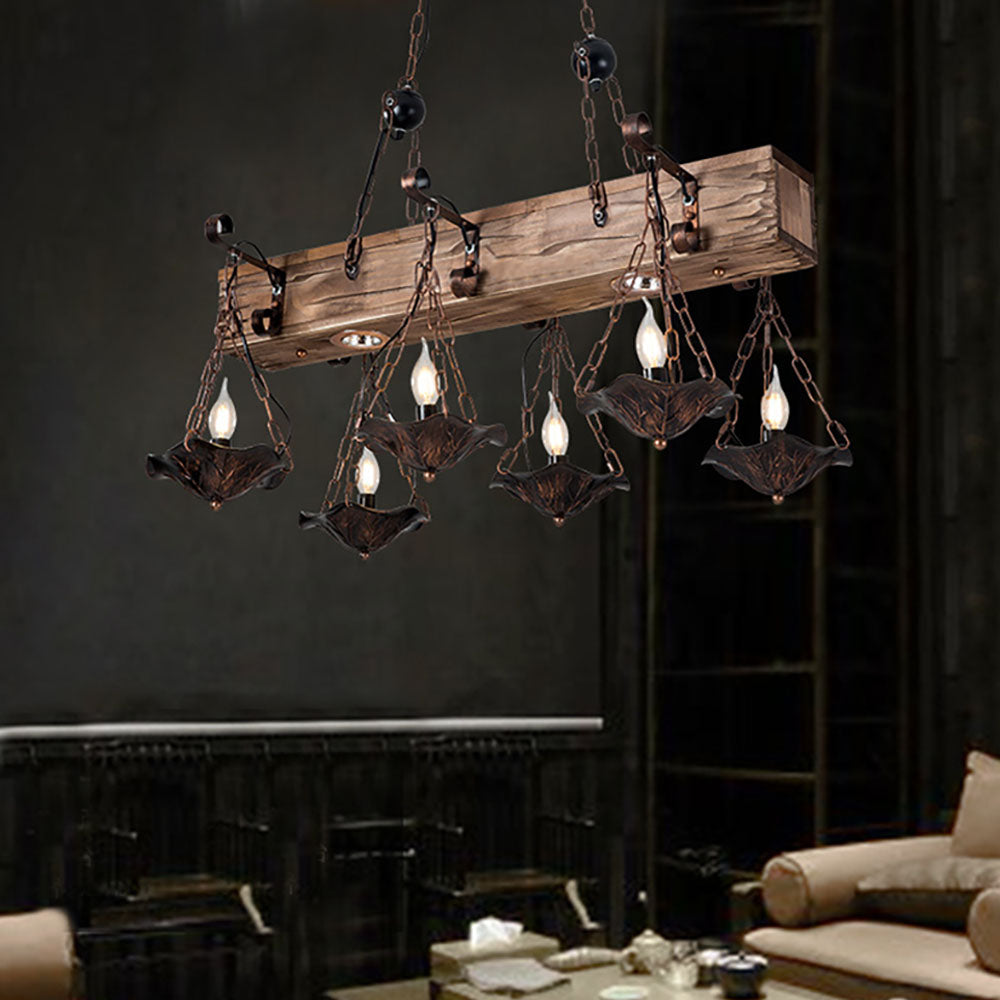 Austin Industrielle LED Pendelleuchte Bronze Schlaf/Esszimmer Holz