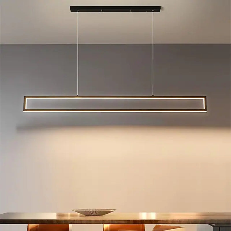 Edge Modern LED Pendelleuchte Linear Esszimmer, Schwarz, Metall