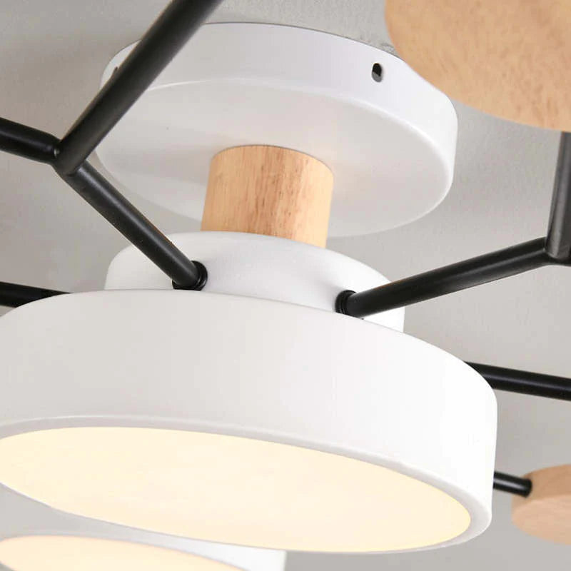 Sienna Modern Rund LED Deckenleuchte Weiß Holz Schlaf/Wohnzimmer