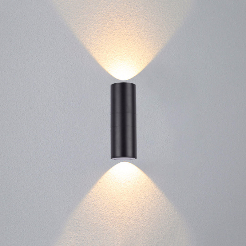 Orr Modern LED Wandleuchte Doppelkopf Zylinder Schwarz Außen Metall/Glas