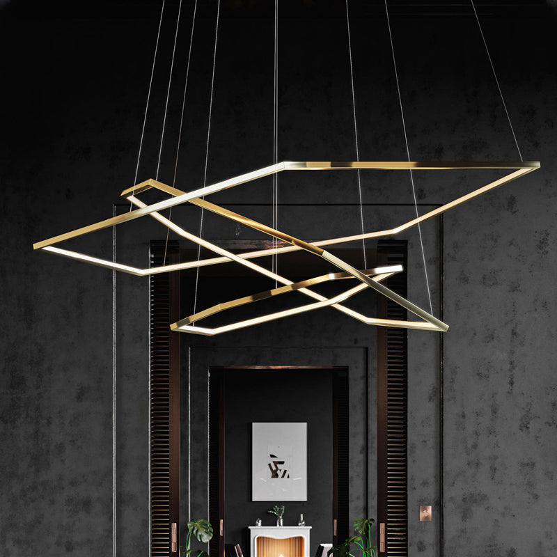 Edge Modern Design LED Pendelleuchte Gold Wohn/Ess/Schlafzimmer Metall