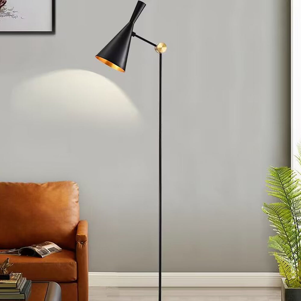 Carins Modern LED Stehlampe Schwarz/Gold Wohn/Schlafzimmer Metall