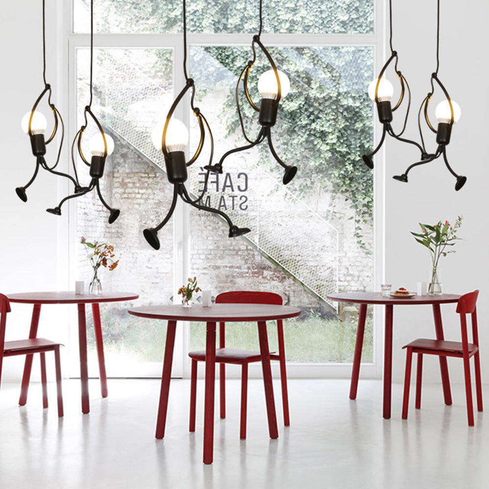 Modern Funky Man Style Chandelier Pendant Iron Dining Room Scene