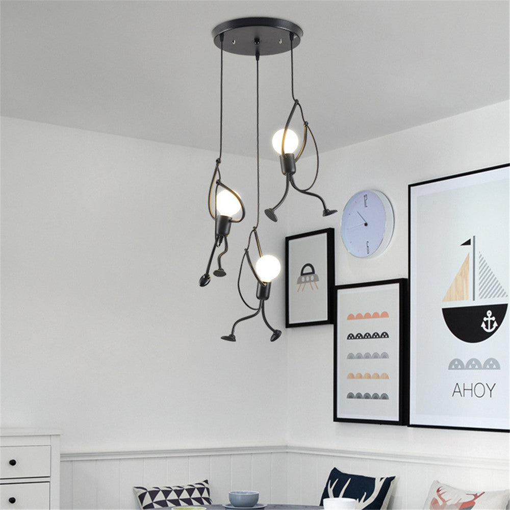 Modern Funky Man Style Chandelier Pendant Iron Dining Room Scene