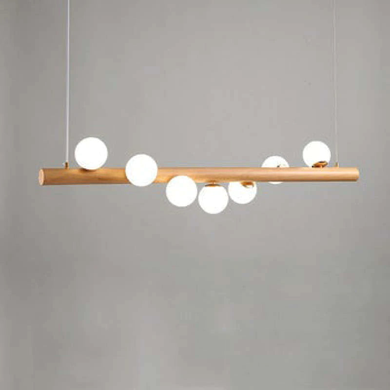 Valentina Design LED Pendelleuchte Kugel Linear EssWohn/Schlafzimmer Holz/Glas