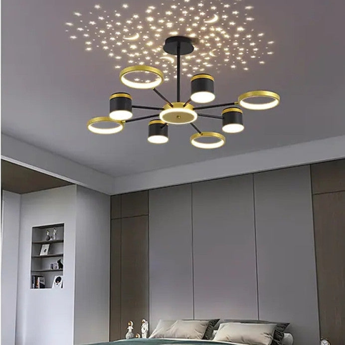 Modern Sternenhimmel LED Kronleuchter Schlaf/Wohnzimmer Flur Metall&Silikon