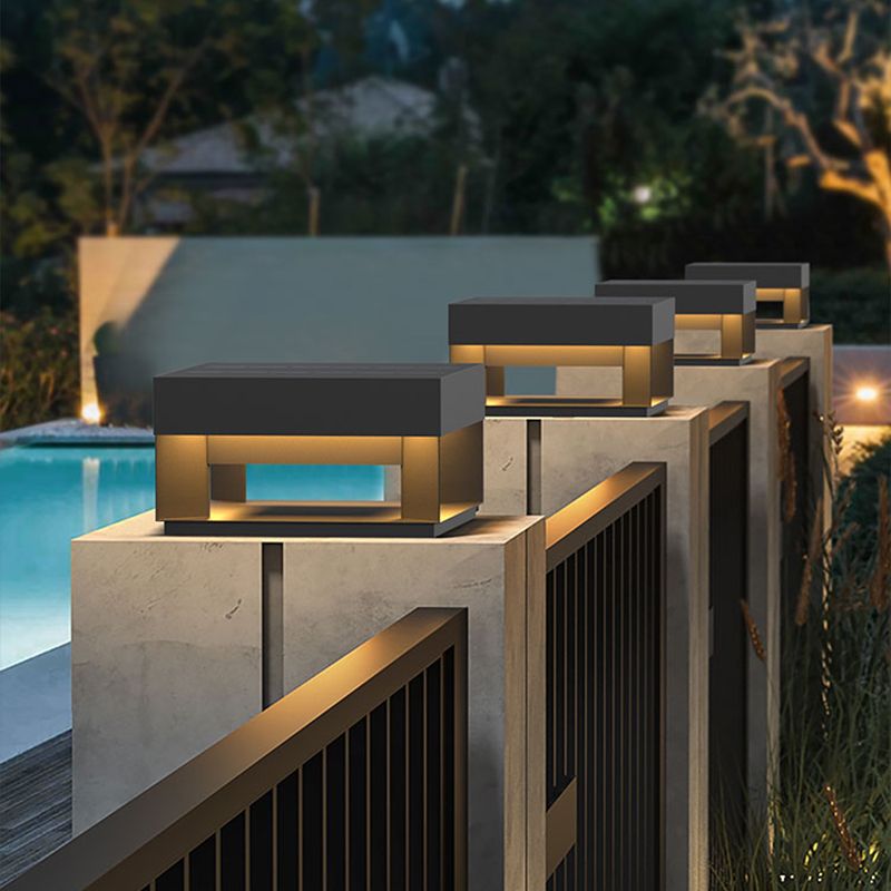Riley Modern LED Außensokelleuchte Schwarz Garten/Terrasse Solar