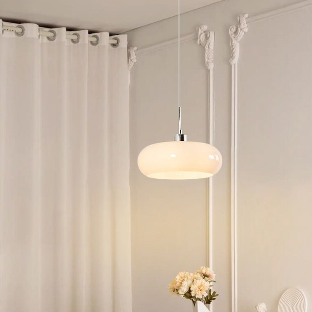 Hailie Modern LED Pendelleuchte Weiß Glas Schlaf/Wohnzimmer