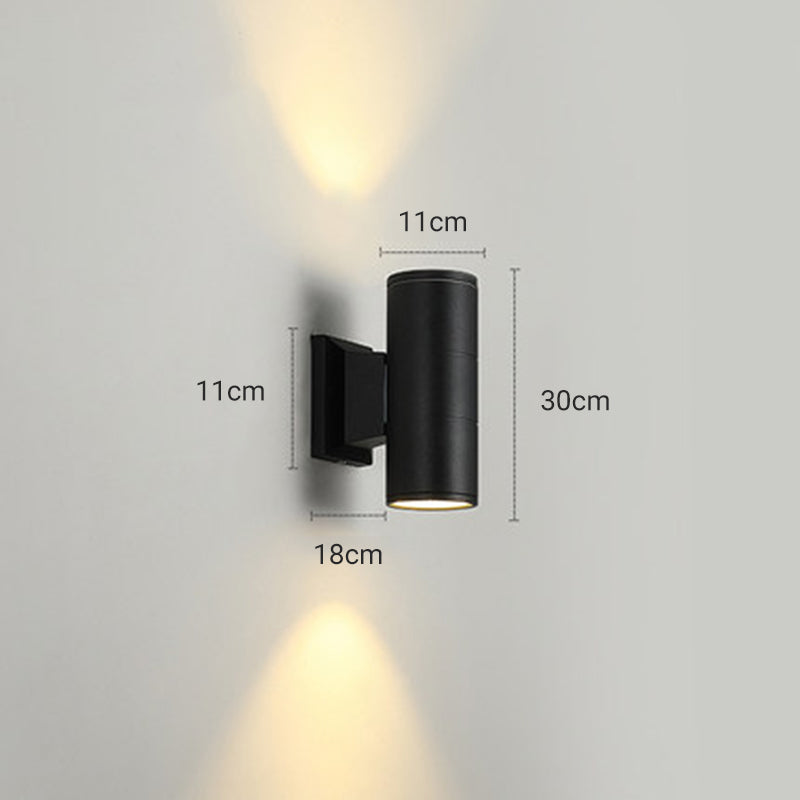 Orr Modern LED Wandleuchte Doppelkopf Zylinder Schwarz Außen Metall/Glas