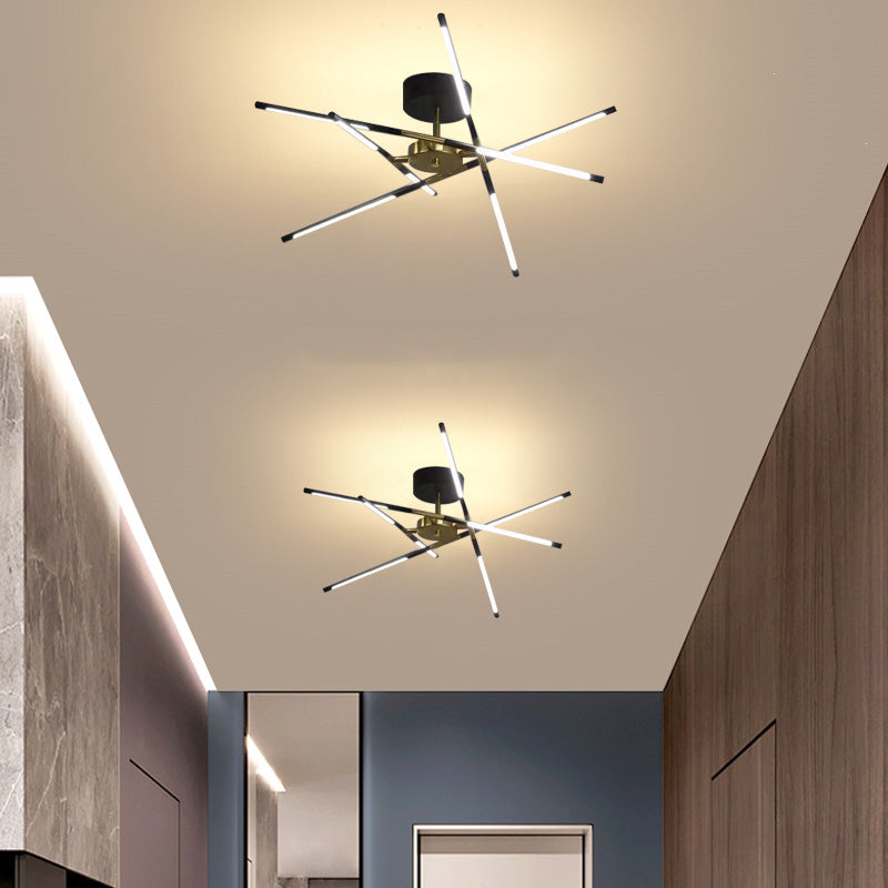 Edge Modern Linear LED Deckenleuchte Schwarz/Gold Wohn/Schlafzimmer Metall/Acryl Multi-Flammig