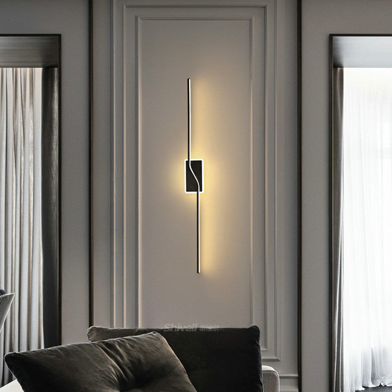 Edge Minimalistische Linear LED Wandleuchte Schwarz/Gold Schlafzimmer Metall