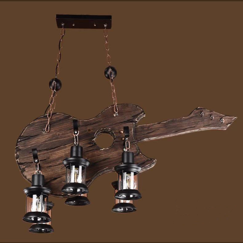 Austin Design LED Pendelleuchte Gitarre Holz Wohn/Esszimmer Holz&Metall 102CM Lang Metall