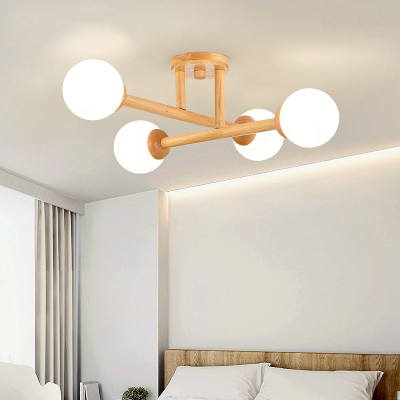 Ozawa Modern LED Pendelleuchte Esszimmer/Schlafzimmer Holz/Glas