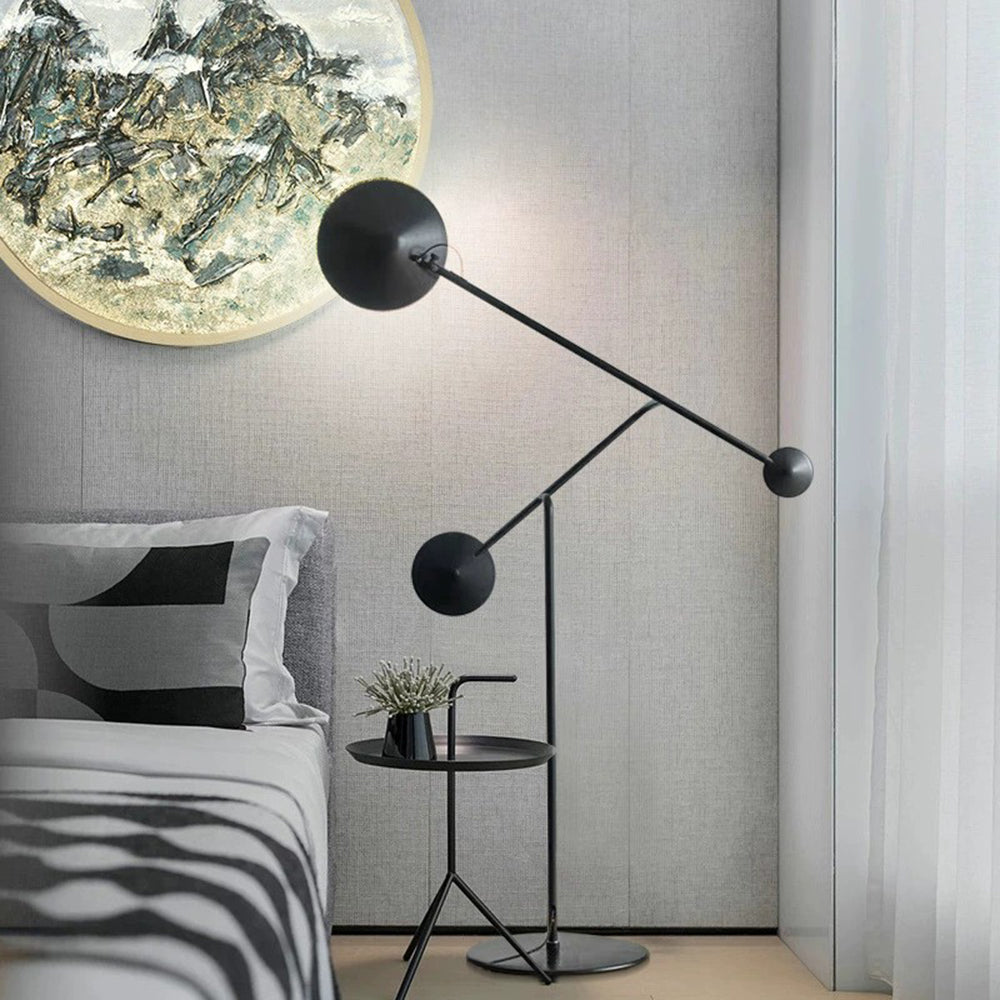Avi Modern LED Stehlampe Schwarz Schlaf/Wohnzimmer Metall 2-Flammig
