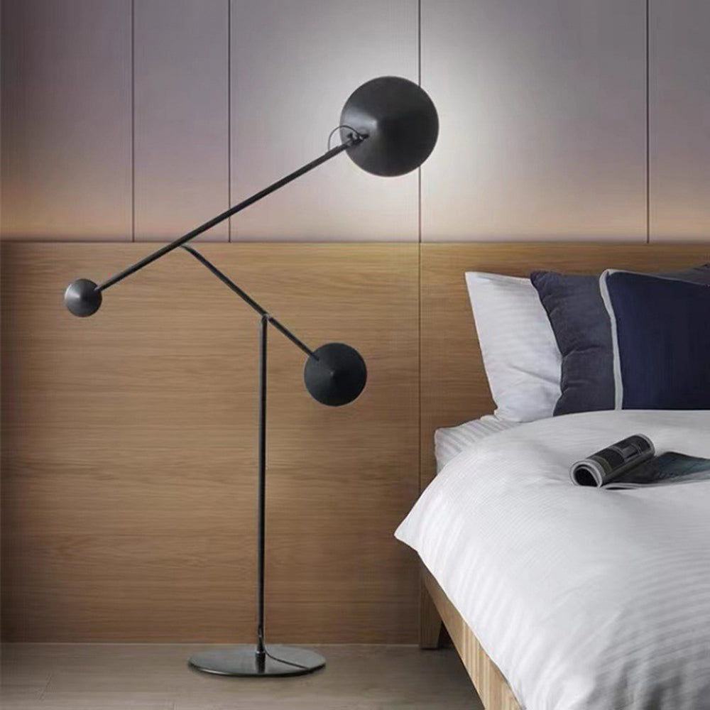 Avi Modern LED Stehlampe Schwarz Schlaf/Wohnzimmer Metall 2-Flammig
