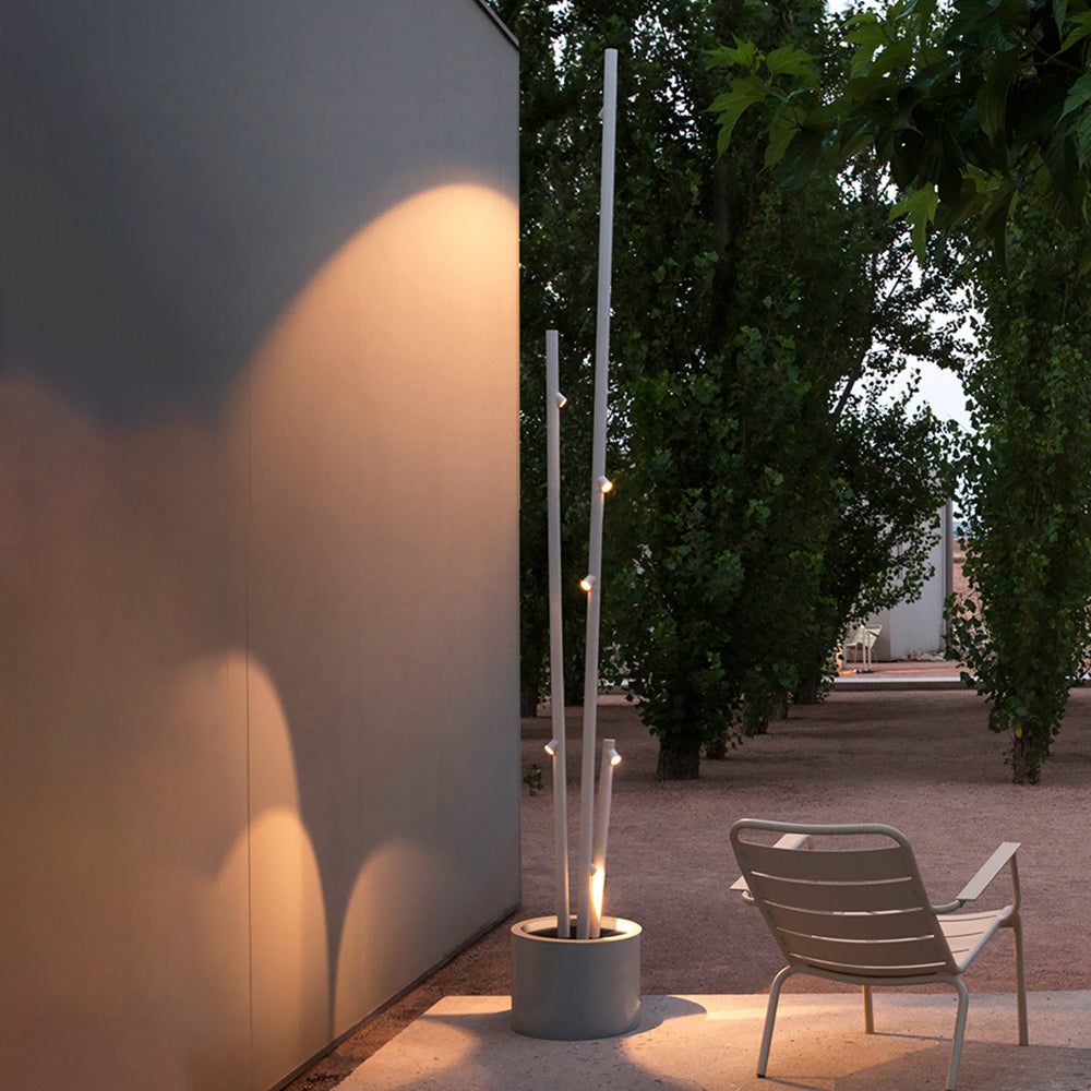Edge Design Bambus LED Außenleuchte Grau/Weiß Garten/Flur/Balkon Metall&Glas 190CM Lang