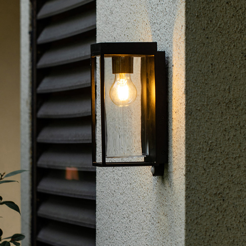 Orr Modern LED Außenwandleuchte Schwarz Garten/Flur Glas Solar