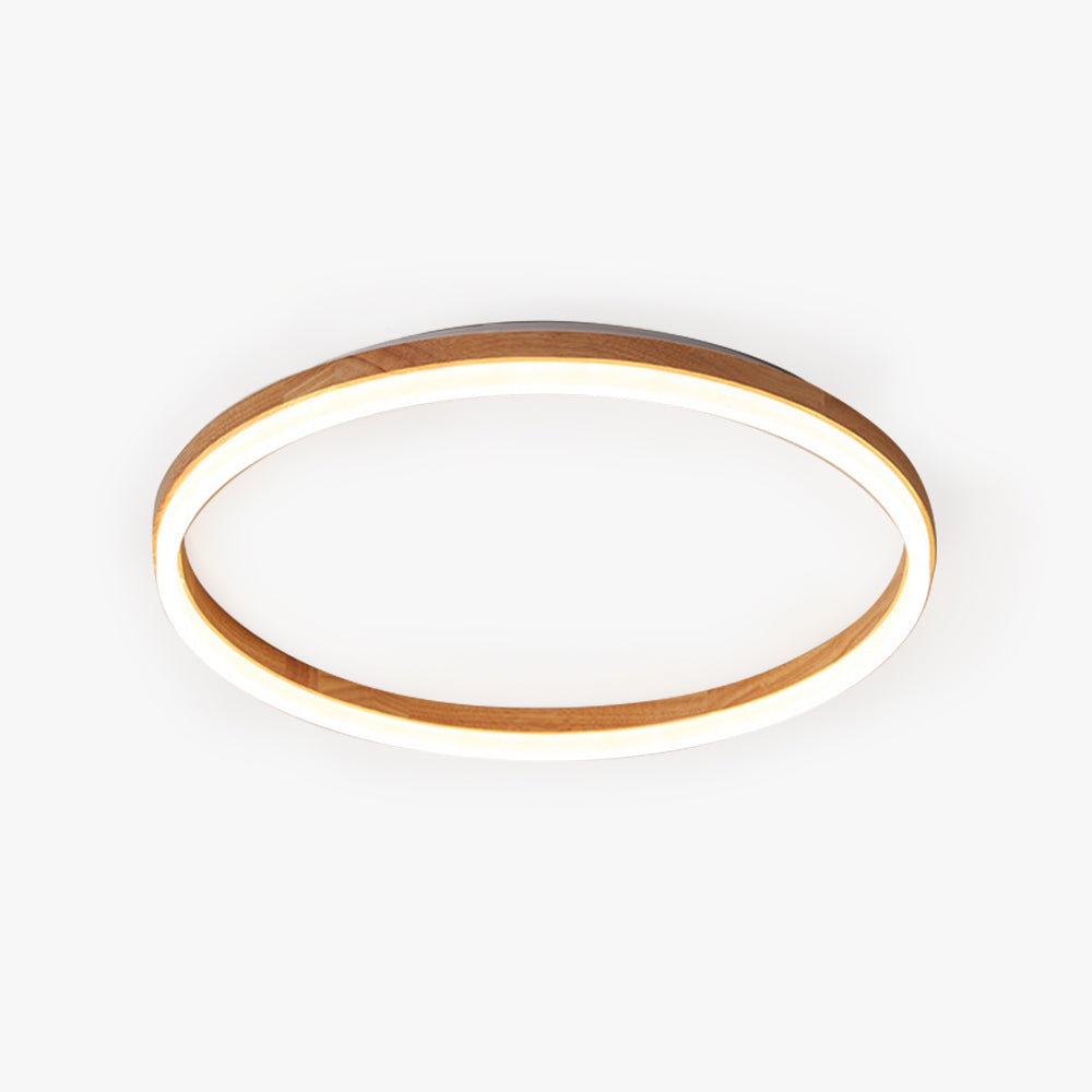 Ozawa Modern Ring LED Deckenleuchte Gold Wohnzimmer Holz Acryl