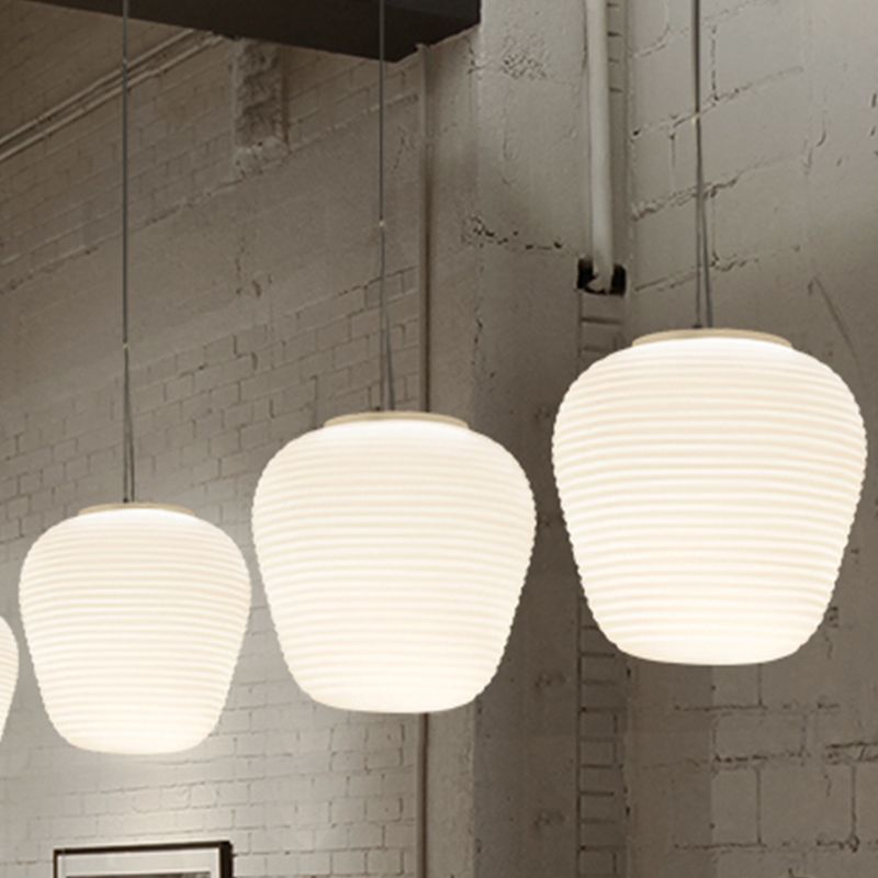Renée Designer Einfache LED Pendelleuchte Weiß Schlafzimmer Glas/Metall 3 Größen