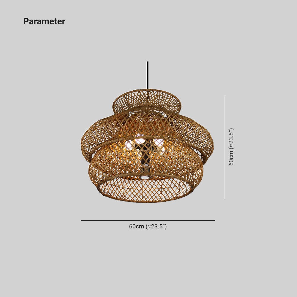 Ritta Design LED Pendelleuchte Braun Schlaf/Wohnzimmer Rattan ∅60CM