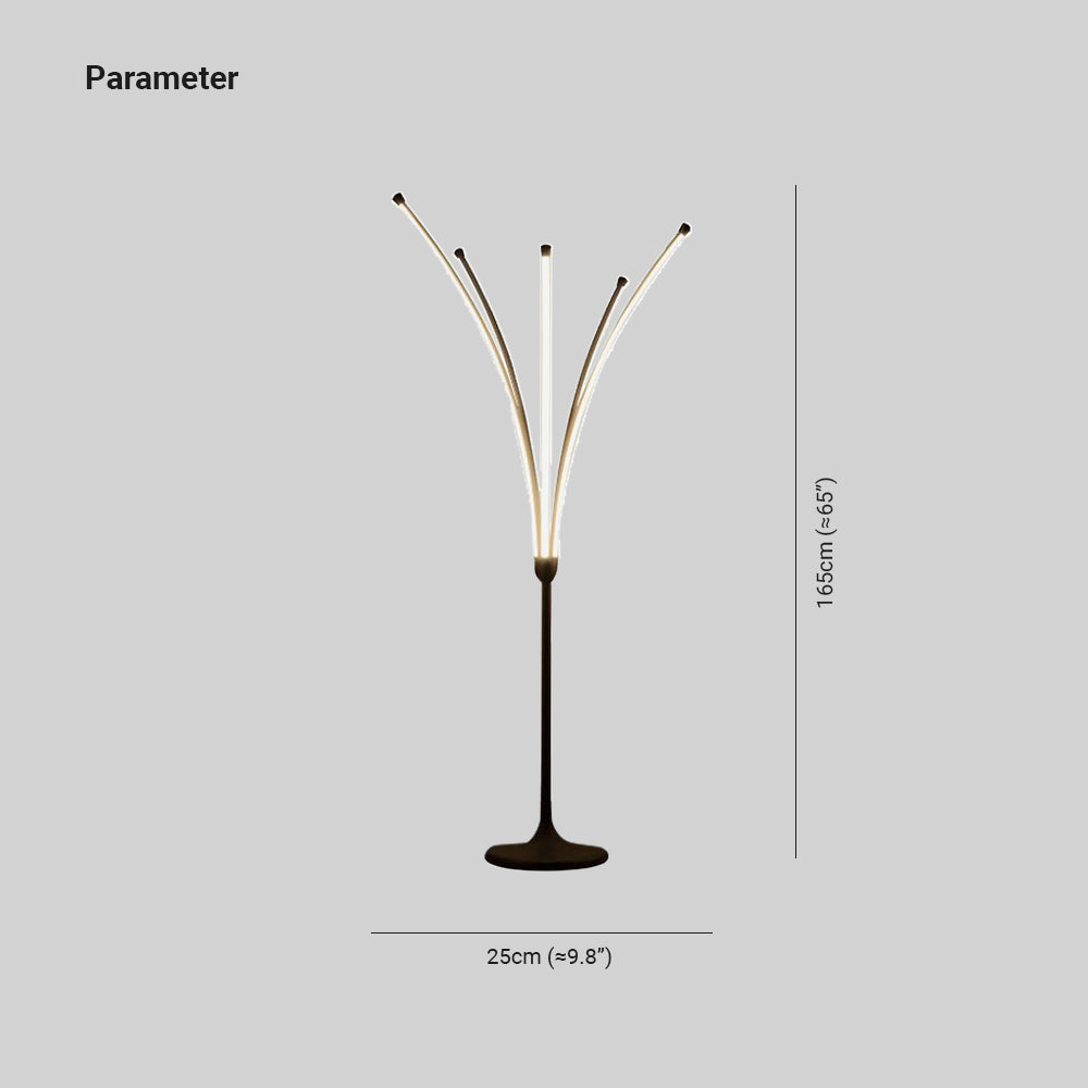 Edge Design Minimalistisch LED Stehlampe Baumform Schwarz Wohn/Schlafzimmer Metall&Acryl 165CM Lang