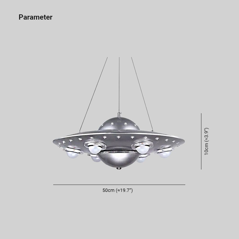 Alessio Design UFO LED Pendelleuchte Silber Schlaf/Kinderzimmer Metall&Glas ∅ 50CM